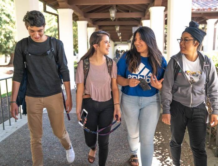 Students walking in between classes